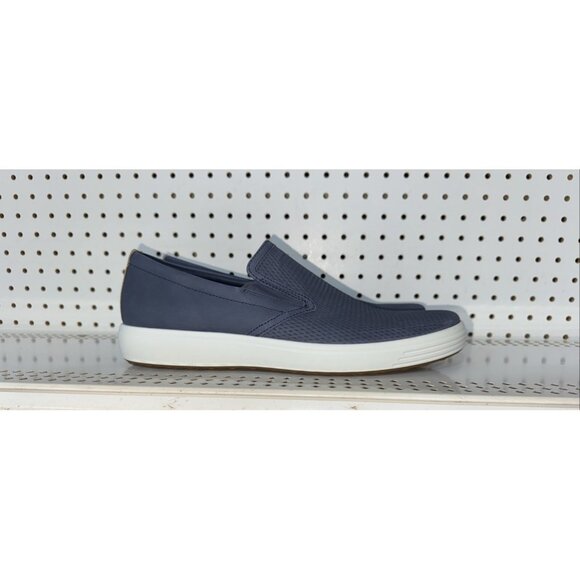 ECCO Soft 7 Mens Leather Casual Slip On Loafers Shoes Size EU 48 US 14 14.5 Blue